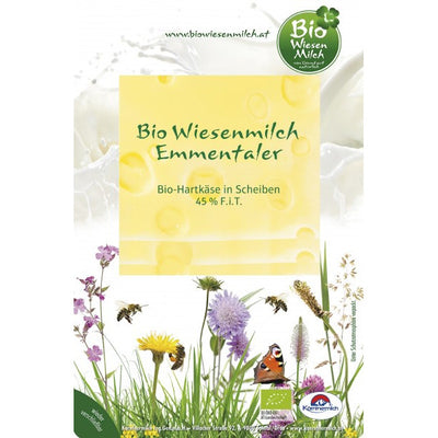 Bio-Schnittkäse Wiesenmilch Emmentaler 45 % Fett i. Tr. - 100g Packung
