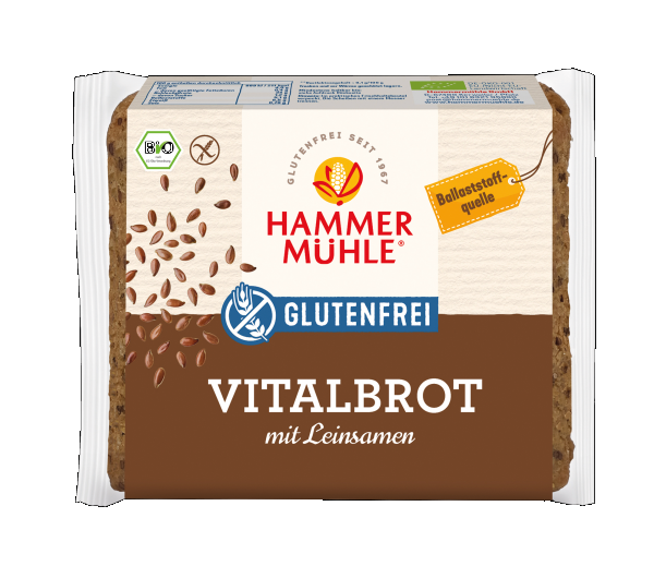 Bio Vitalbrot (glutenfrei) mit Leinsamen, 250g